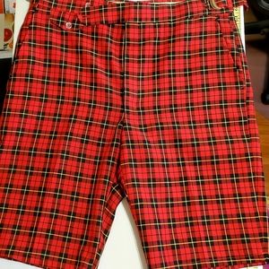 Vintage 1970s Higgins Red Plaid shorts